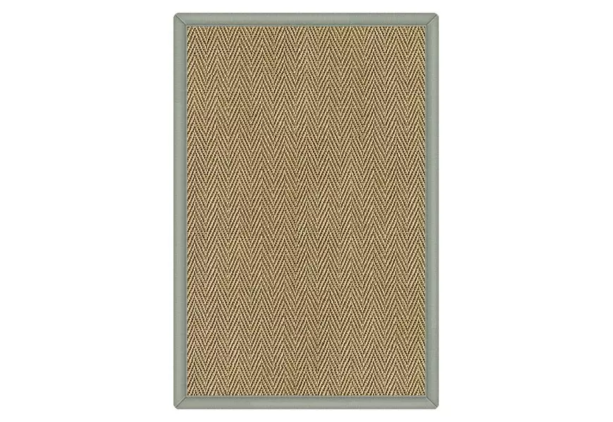 Matthew Sisal Rug Herringbone with green border