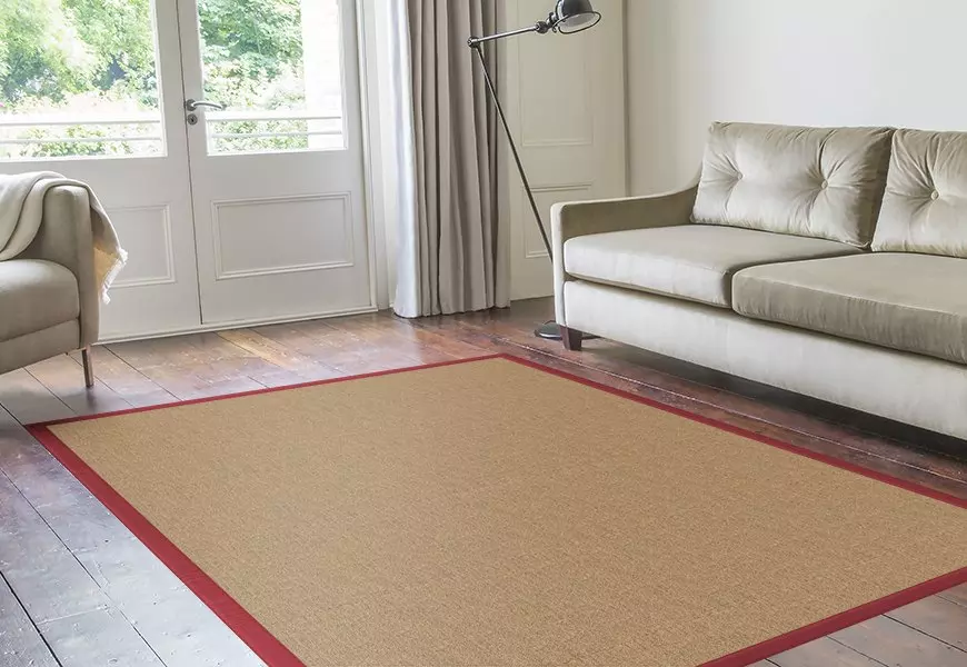Roderick Sisal Rug With Crimson Border