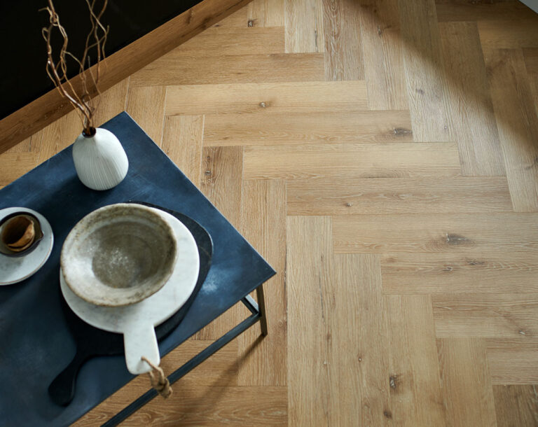 Brecon Blanche Oak Herringbone Parquet